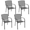 Outdoor Dining ArmSet of 4, Dark Gray Steel Frame, Mesh Design