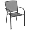 Outdoor Dining ArmSet of 4, Dark Gray Steel Frame, Mesh Design