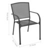 Outdoor Dining ArmSet of 4, Dark Gray Steel Frame, Mesh Design
