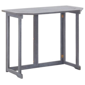 Outdoor Folding Balcony Table, Rectangular 35 Inch, Gray Acacia Wood