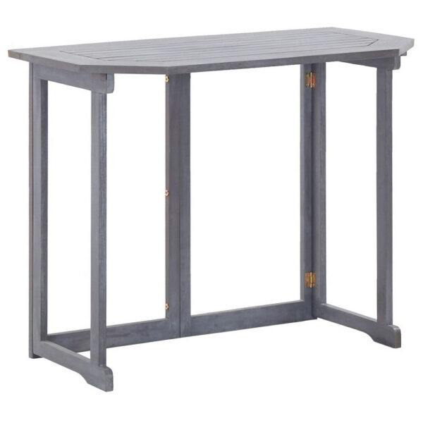 Outdoor Folding Balcony Table, Rectangular 35 Inch, Gray Acacia Wood