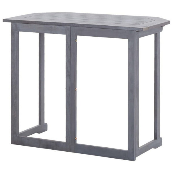 Outdoor Folding Balcony Table, Rectangular 35 Inch, Gray Acacia Wood