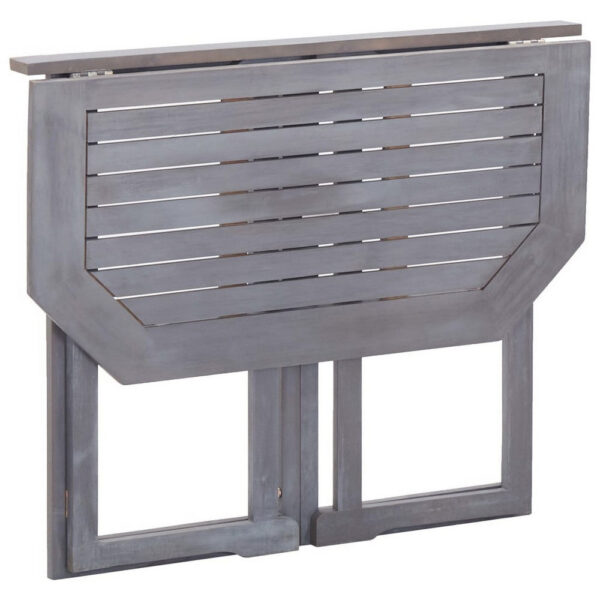 Outdoor Folding Balcony Table, Rectangular 35 Inch, Gray Acacia Wood
