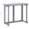Outdoor Folding Balcony Table, Rectangular 35 Inch, Gray Acacia Wood