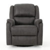 Swivel Manual Reclining Chair, Pillow Cushions, Smooth Gray Fabric