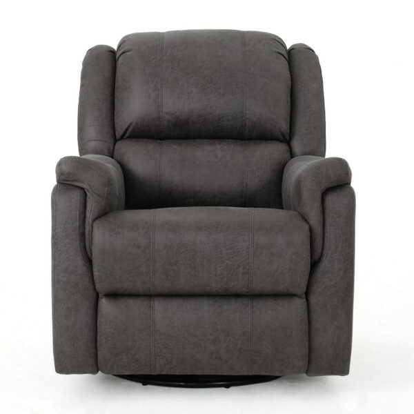 Swivel Manual Reclining Chair, Pillow Cushions, Smooth Gray Fabric