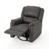 Swivel Manual Reclining Chair, Pillow Cushions, Smooth Gray Fabric