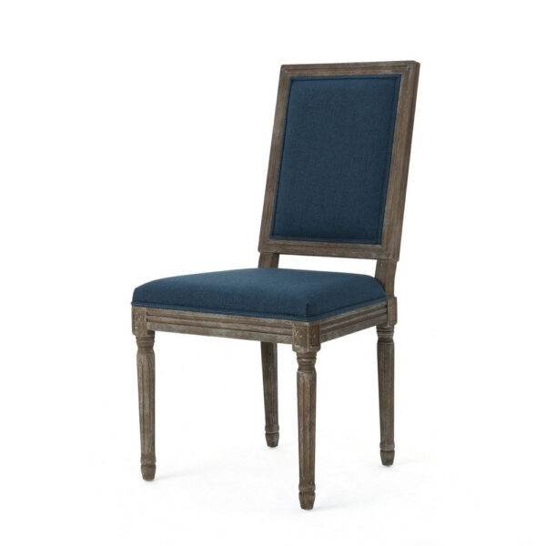 Dining Side Chair Set of 2, Traditional Style, Navy Blue Polyester