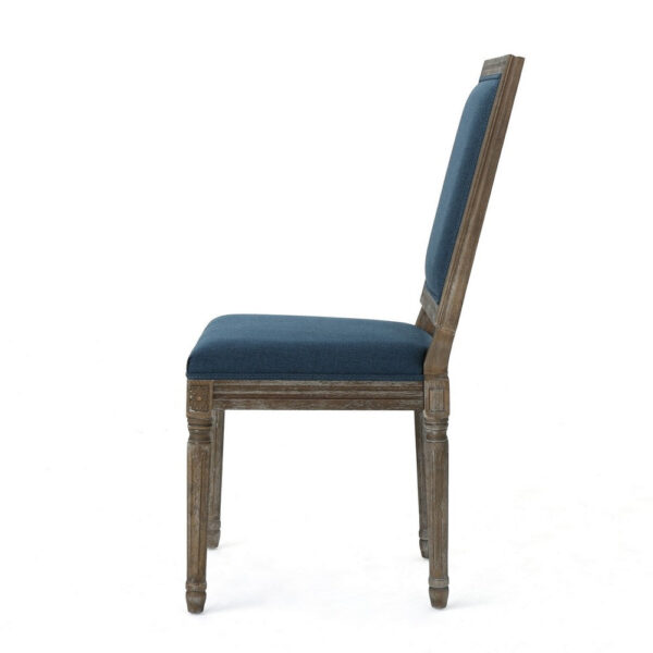 Dining Side Chair Set of 2, Traditional Style, Navy Blue Polyester