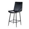 Isha Counter Stool Chair Set of 2, Gray Goat Leather, Black Iron