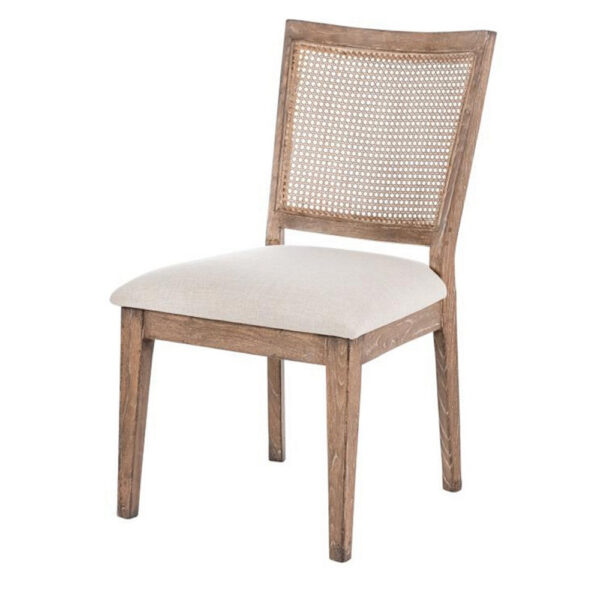 Mary Dining Side Chair Set of 2, White, Classic Natural Elm Wood