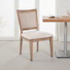 Mary Dining Side Chair Set of 2, White, Classic Natural Elm Wood