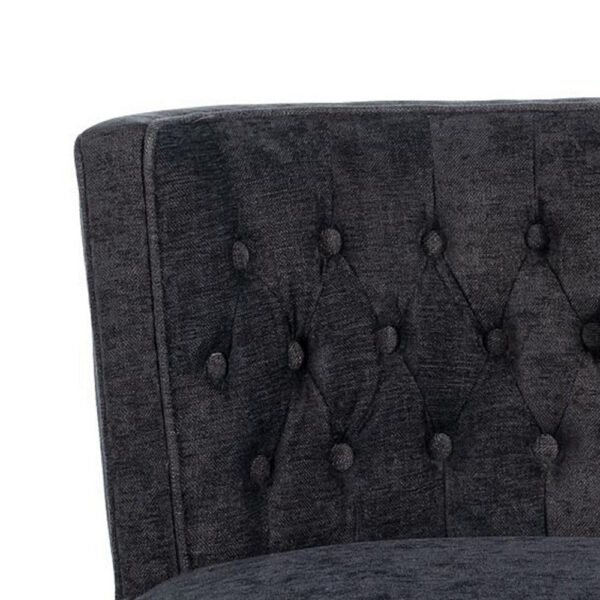 Cly Dining Side Chair Set of 2, Dark Gray, Natural Brown Solid Wood