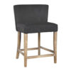 Cly Counter Stool Chair, Soft Dark Gray Fabric, Graywash Solid Wood