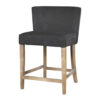 Cly Counter Stool Chair, Soft Dark Gray Fabric, Graywash Solid Wood