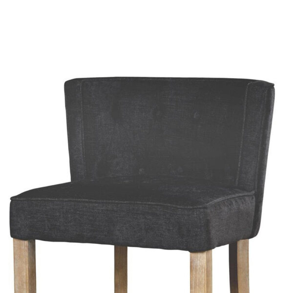 Cly Counter Stool Chair, Soft Dark Gray Fabric, Graywash Solid Wood