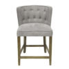 Cly Counter Stool Chair, Soft Light Gray Fabric, Graywash Solid Wood
