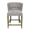 Cly Counter Stool Chair, Soft Light Gray Fabric, Graywash Solid Wood