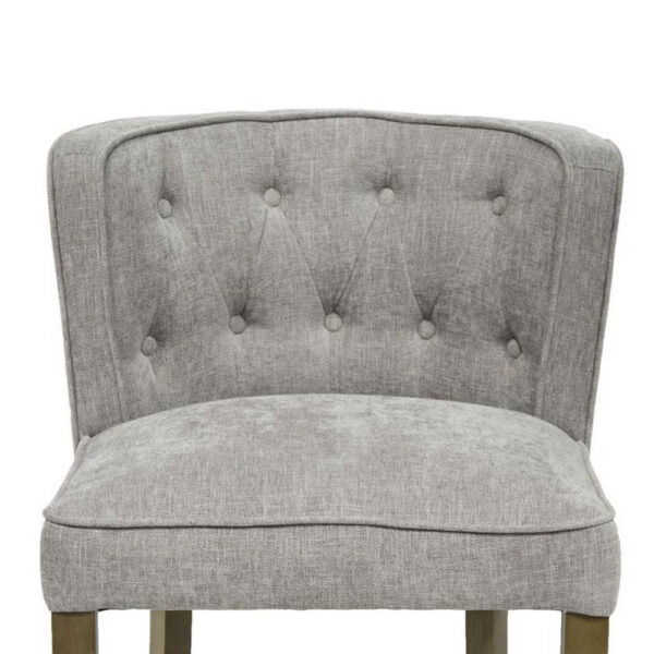 Cly Counter Stool Chair, Soft Light Gray Fabric, Graywash Solid Wood