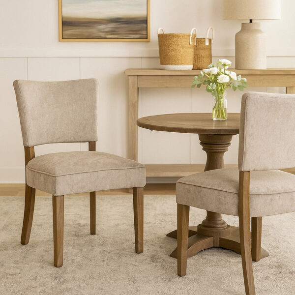 Rea Dining Side Chair Set of 2, Taupe, Classic Graywash Solid Wood