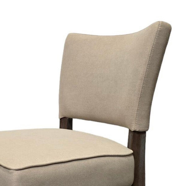 Rea Dining Side Chair Set of 2, Beige Fabric, Oak Brown Solid Wood