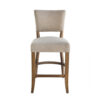 Ryna Counter Stool Chair, Light Gray Fabric, Oak Brown Solid Wood