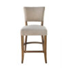 Ryna Counter Stool Chair, Light Gray Fabric, Oak Brown Solid Wood