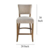 Ryna Counter Stool Chair, Light Gray Fabric, Oak Brown Solid Wood