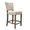 Rea Counter Stool Chair, Beige Fabric, Classic Graywash Solid Wood