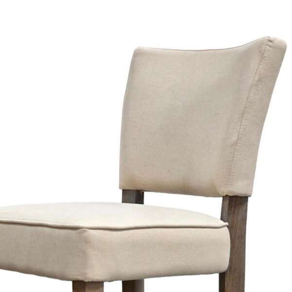 Rea Counter Stool Chair, Beige Fabric, Classic Graywash Solid Wood
