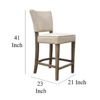 Rea Counter Stool Chair, Beige Fabric, Classic Graywash Solid Wood