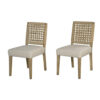 Trya Dining Side Chair Set of 2, Woven Backrest, White, Pine Wood