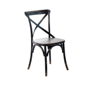 Puri Dining Side Chair Set of 2, X Shaped Backrest, Reclaimed Black