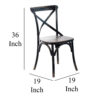 Puri Dining Side Chair Set of 2, X Shaped Backrest, Reclaimed Black