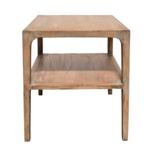 Tuley Corner End Table, Storage Shelf, Gray Pine Wood, 22in Square
