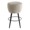 Curi Counter Stool, Plush Light Gray Cushioned Seat, Black Metal Legs
