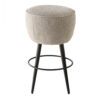 Curi Counter Stool, Plush Light Gray Cushioned Seat, Black Metal Legs