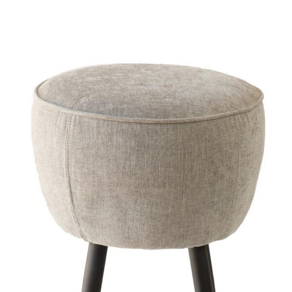 Curi Counter Stool, Plush Light Gray Cushioned Seat, Black Metal Legs