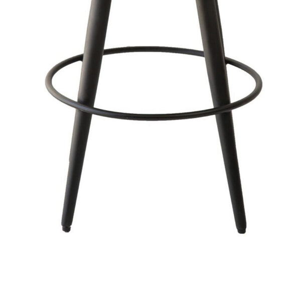 Curi Counter Stool, Plush Light Gray Cushioned Seat, Black Metal Legs