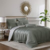 Keo 9pc King Comforter Set, Reversible, Soft Sage Gray Silky Fabric