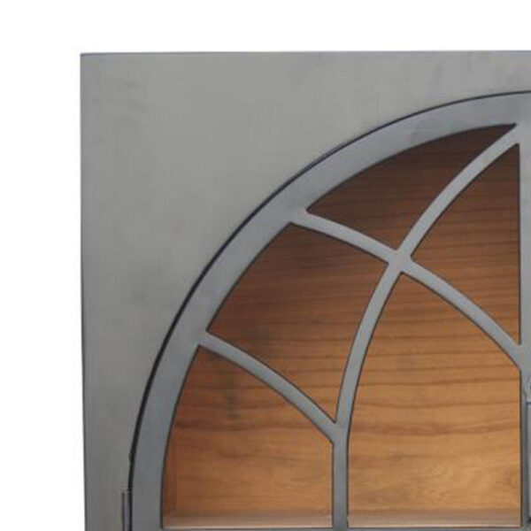 Veria Small China Cabinet, 2 Door Arch Frame, Matte Black 42 Inch