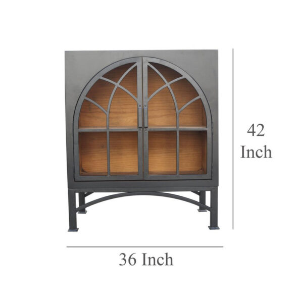 Veria Small China Cabinet, 2 Door Arch Frame, Matte Black 42 Inch