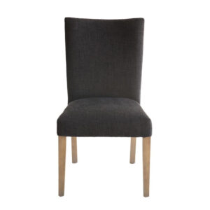 1502202669920ef810977.jpeg Zeus Dining Side Chair Set of 2, Black Fabric, Gray Tapered Legs