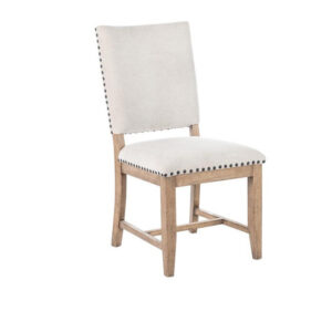 Nox Dining Side Chair Set of 2, Off White Upholstery, Nailhead Trim