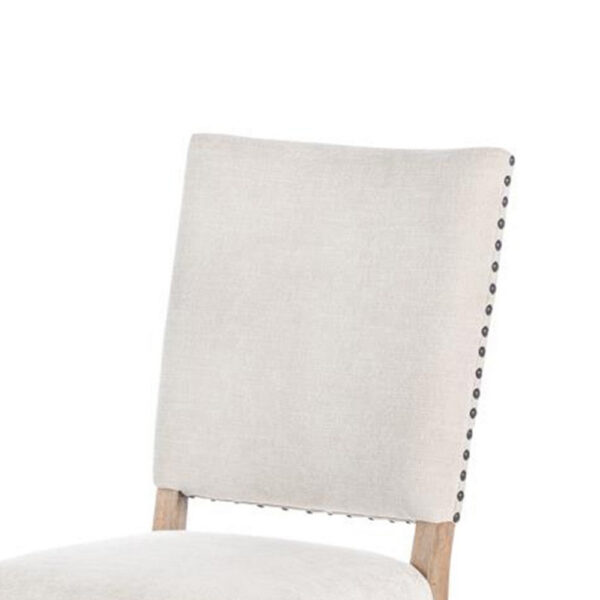 Nox Dining Side Chair Set of 2, Off White Upholstery, Nailhead Trim