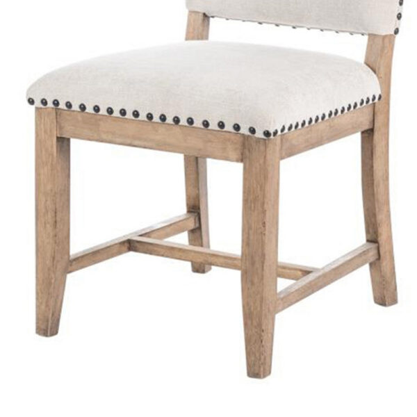 Nox Dining Side Chair Set of 2, Off White Upholstery, Nailhead Trim