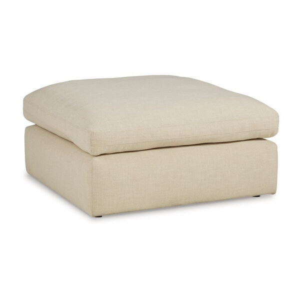 Elize Oversized Accent Ottoman, Beige Polyester, Soft Cushion, 42 Inch