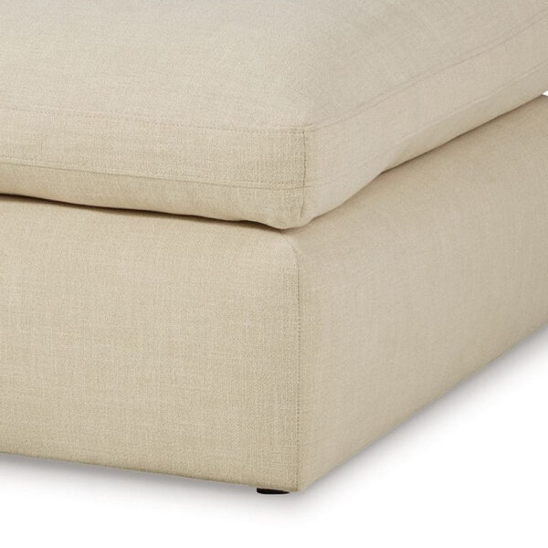 Elize Oversized Accent Ottoman, Beige Polyester, Soft Cushion, 42 Inch
