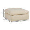 Elize Oversized Accent Ottoman, Beige Polyester, Soft Cushion, 42 Inch