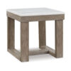 150220266992108fc41e1.jpeg Aska Side End Table, Block Profile, Marble, 24 Inch Taupe Gray Wood